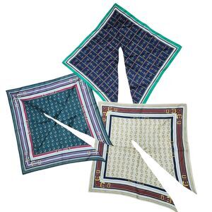 Vintage Art Of The Scarf Equestrian Neckerchief  Set of 3 Horsebits Buckles